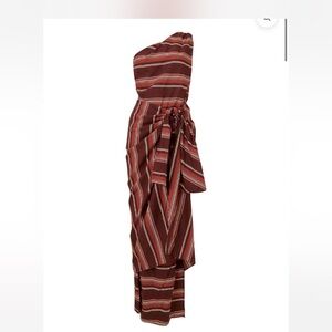 Red and White One Shoulder Sleeveless Maxi Sundress